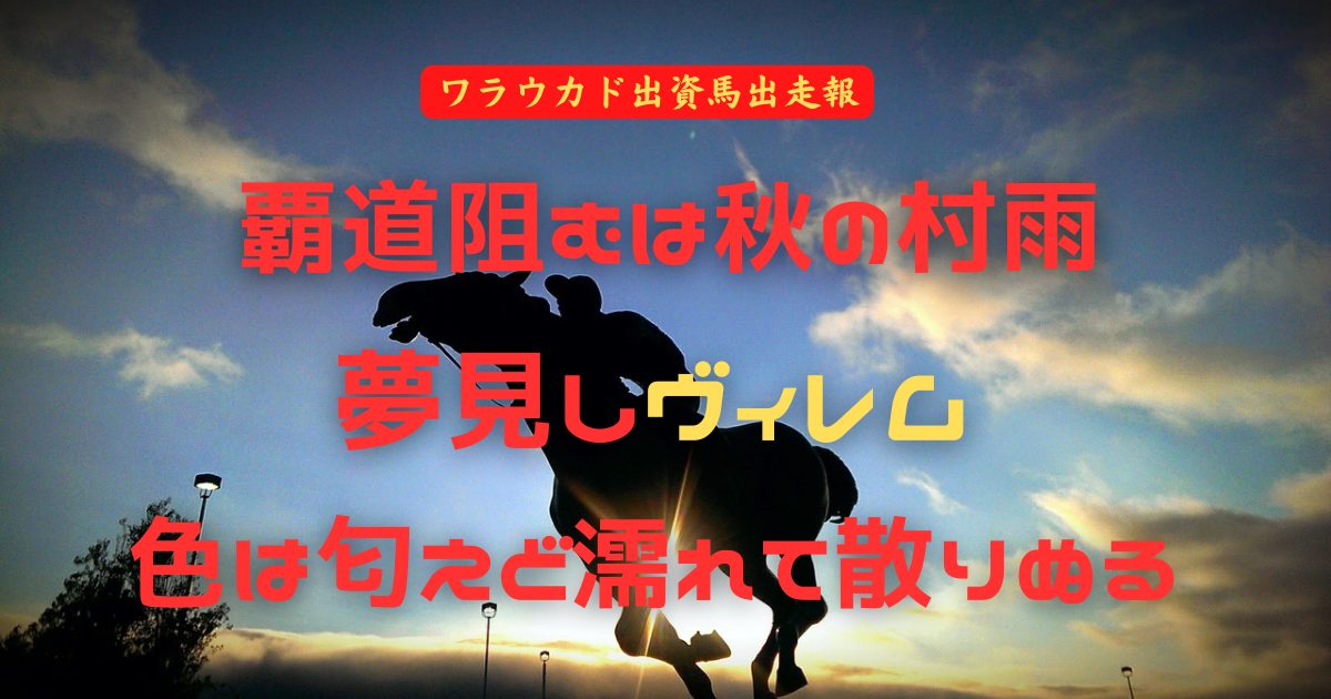 覇道阻むは秋の村雨　夢見しヴィレム　色は匂えど濡れて散りぬる（ワラウカド出資馬出走報）